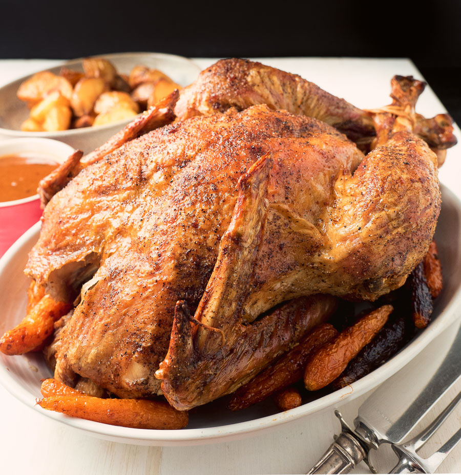 Dry brined roast turkey