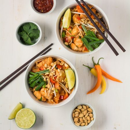 Simple ingredients come together in this straight forward but delicious pad thai recipe.