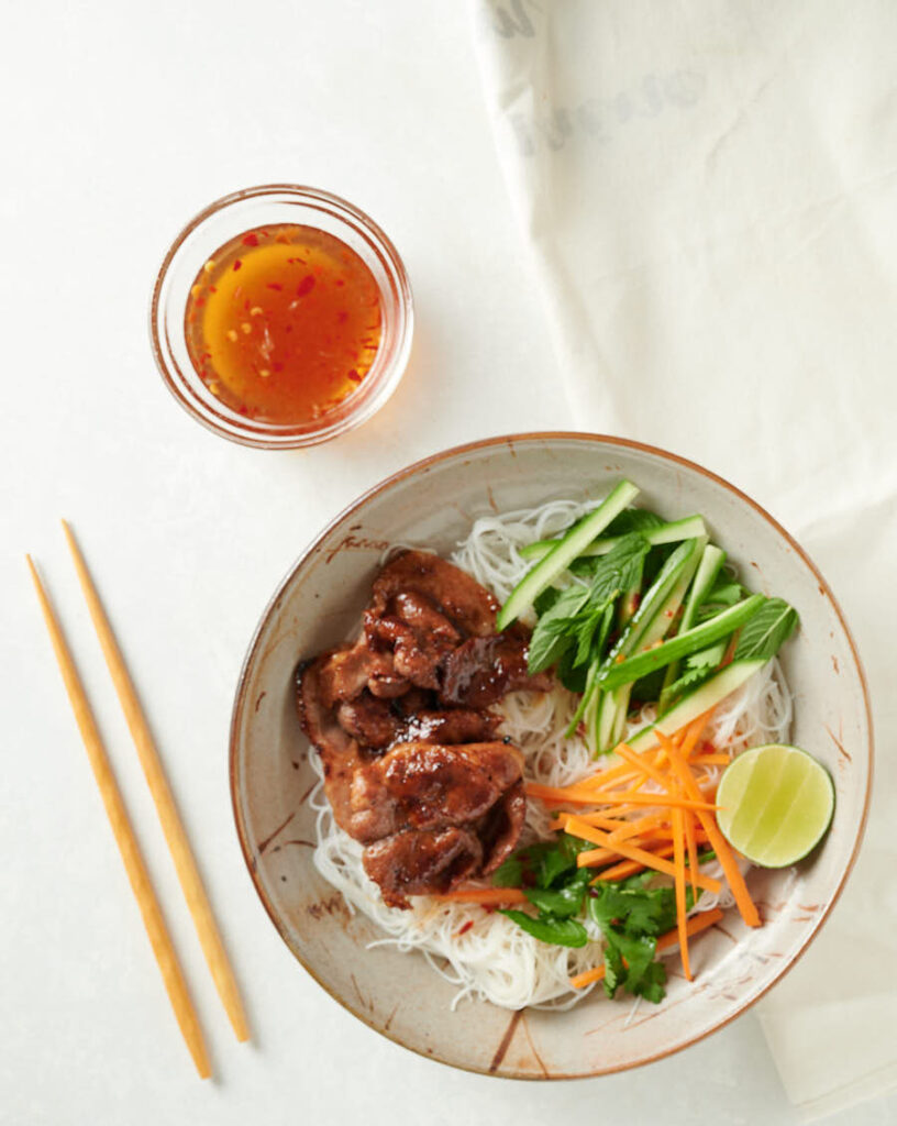 vietnamese noodle salad and nuoc Cham from above.