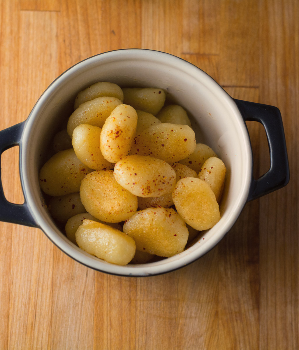 Fried gnocchi is a quick and easy side that pairs well with saucy dishes. Using store-bought gnocchi to make this a no brainer weeknight side.