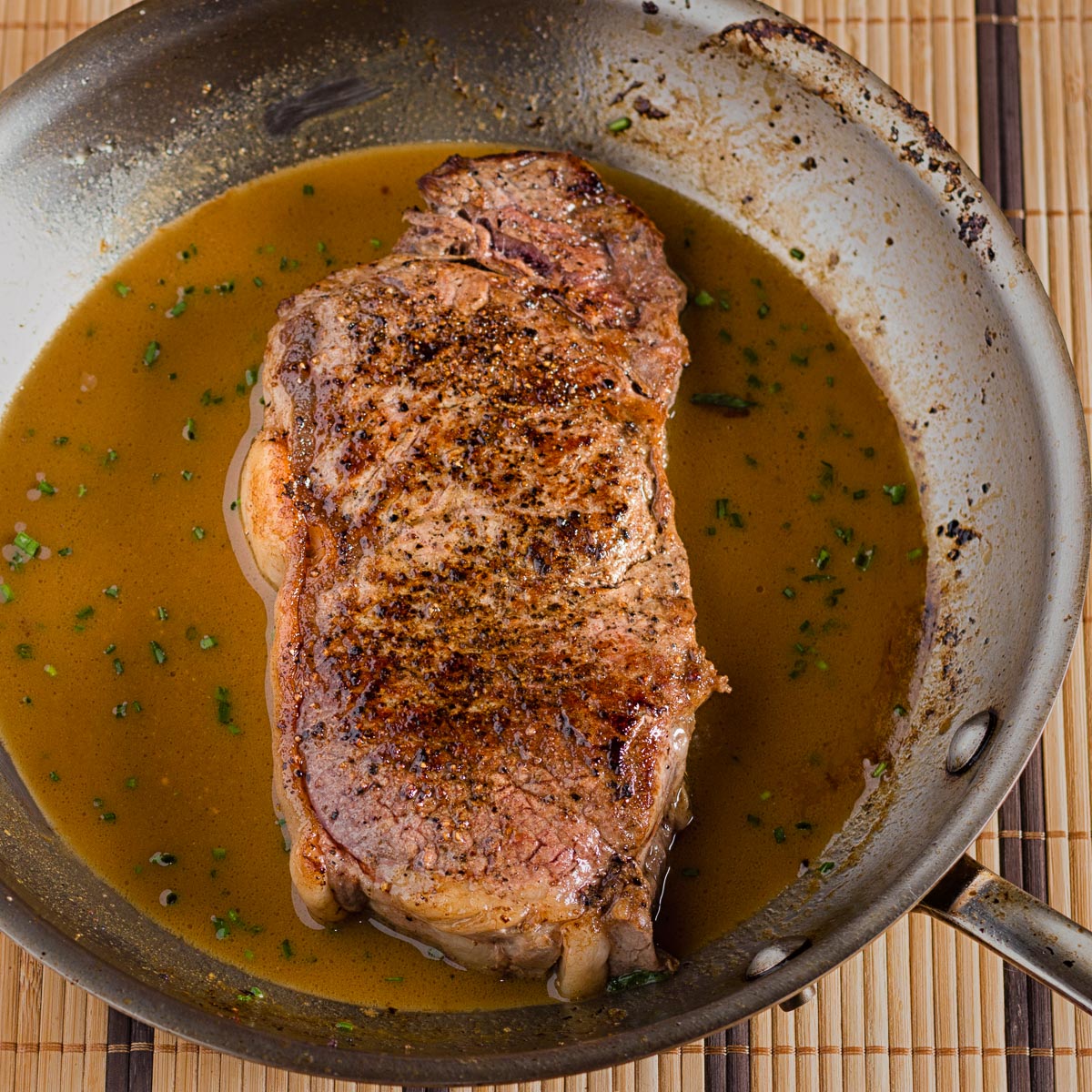 Pan fried steak with a dijon white wine mustard sauce is quick to make but big on flavour. A bit more work than grilled but absolutely delicious.