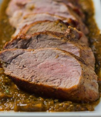 Roasted pork with tomatillo sauce. Pork, tomatillos and green chilies is one of those combinations that just work beautifully.