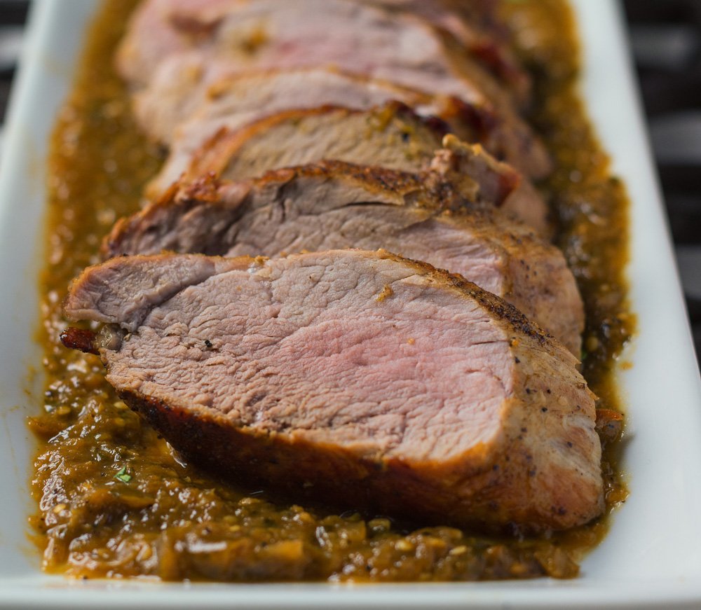 Roasted pork with tomatillo sauce. Pork, tomatillos and green chilies is one of those combinations that just work beautifully.