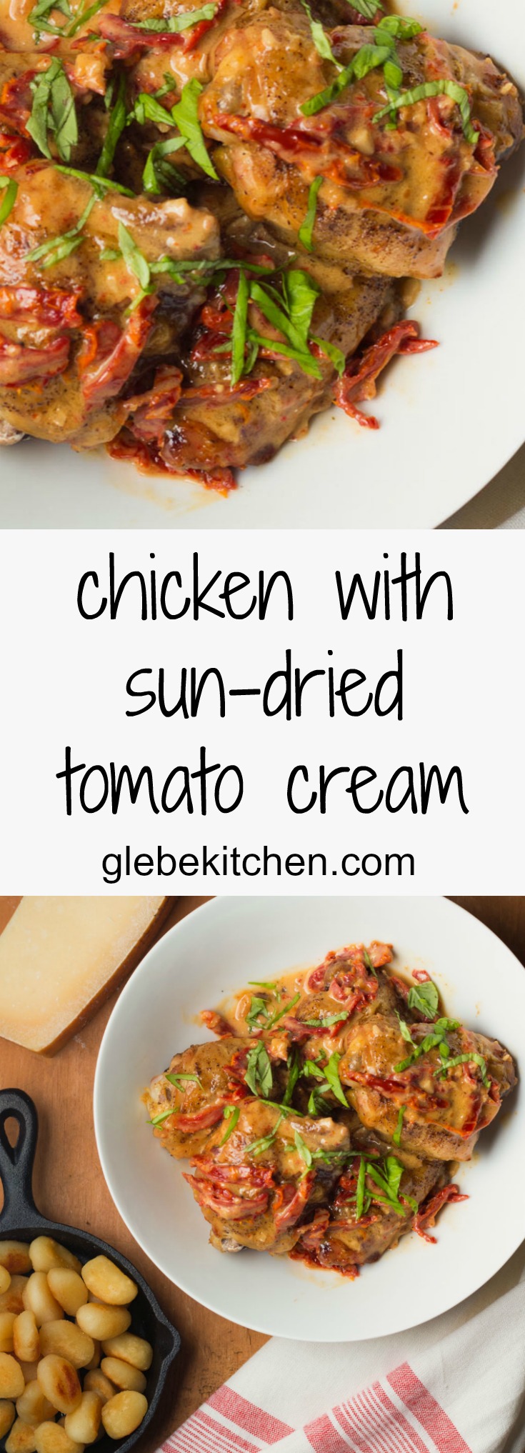 Chicken with sun-dried tomato cream sauce. It's a blast from the past!