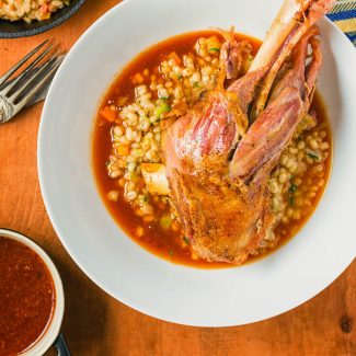Meltingly tender braised lamb shanks are perfect for that special occasion dinner.