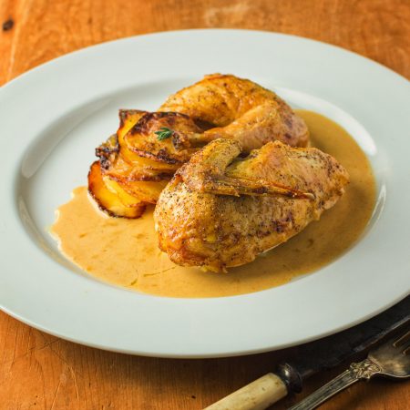 cornish hen with mustard cream sauce - glebe kitchen