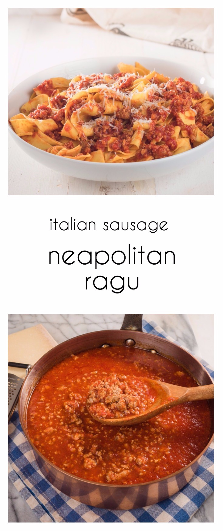 Neapolitan ragu is loaded with big Italian sausage and tomato flavour.