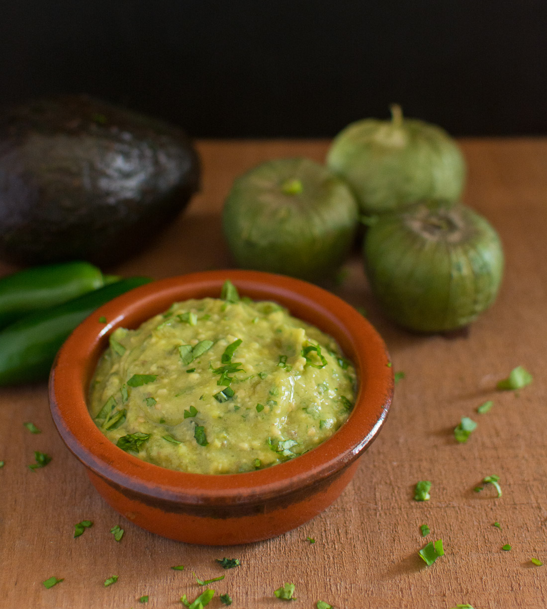 The tang of tomatillos and creaminess of avocados come together beautifully in this salsa.