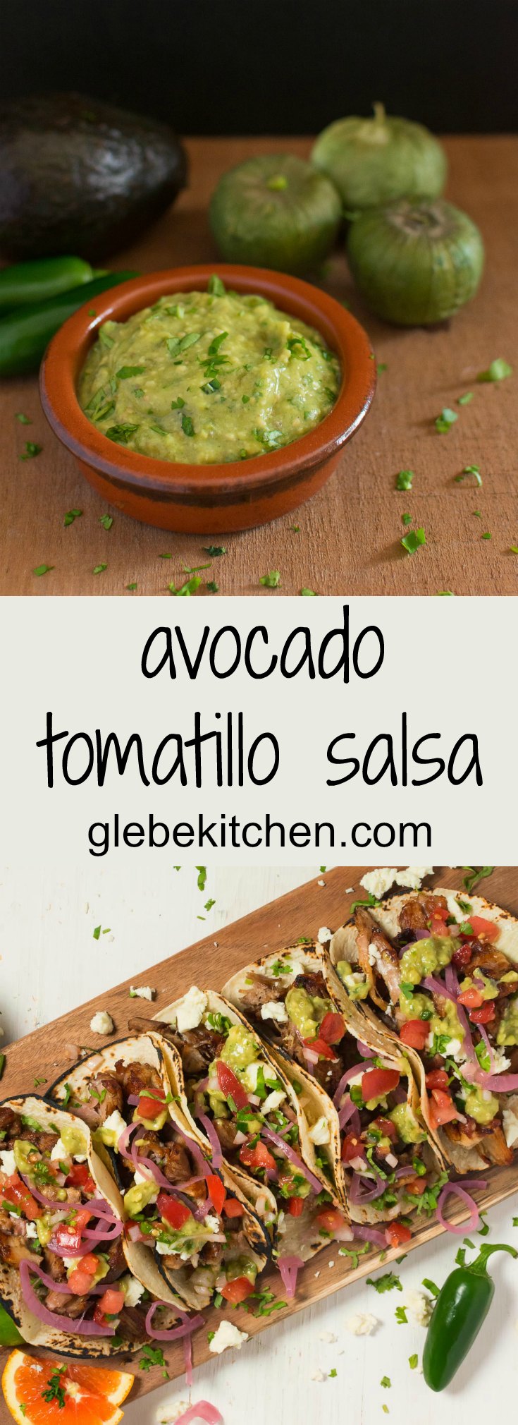 This avocado tomatillo salsa is a snap to make and goes with everything Mexican.