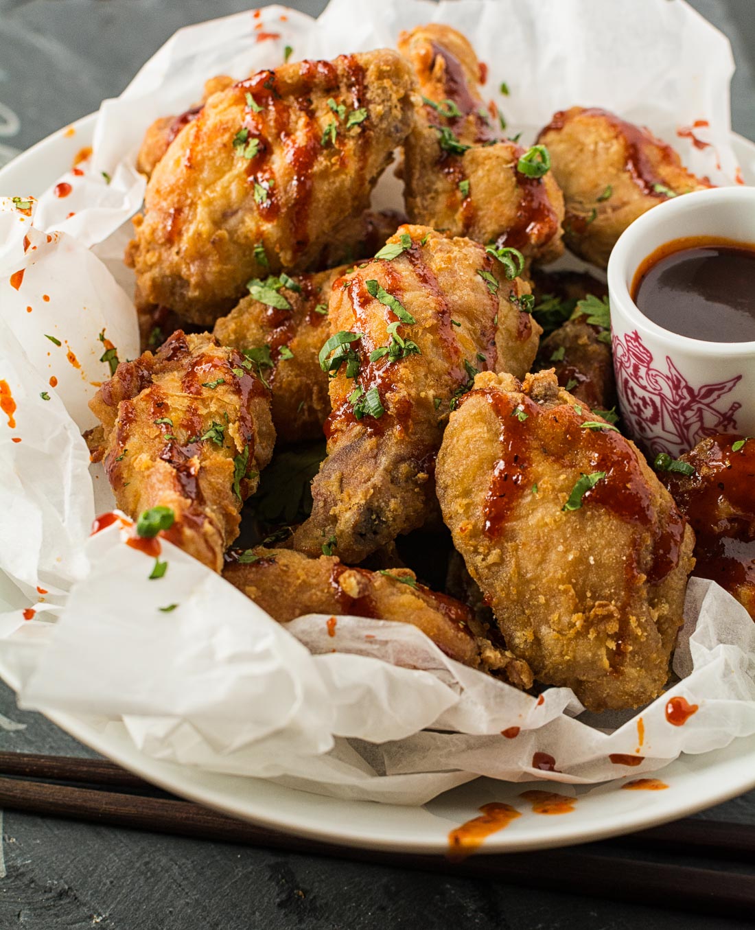 korean fried chicken wings with gochujang drizzle - glebe ...