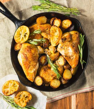 Lemon rosemary chicken. Easy enough for a weeknight dinner but good enough for friends.