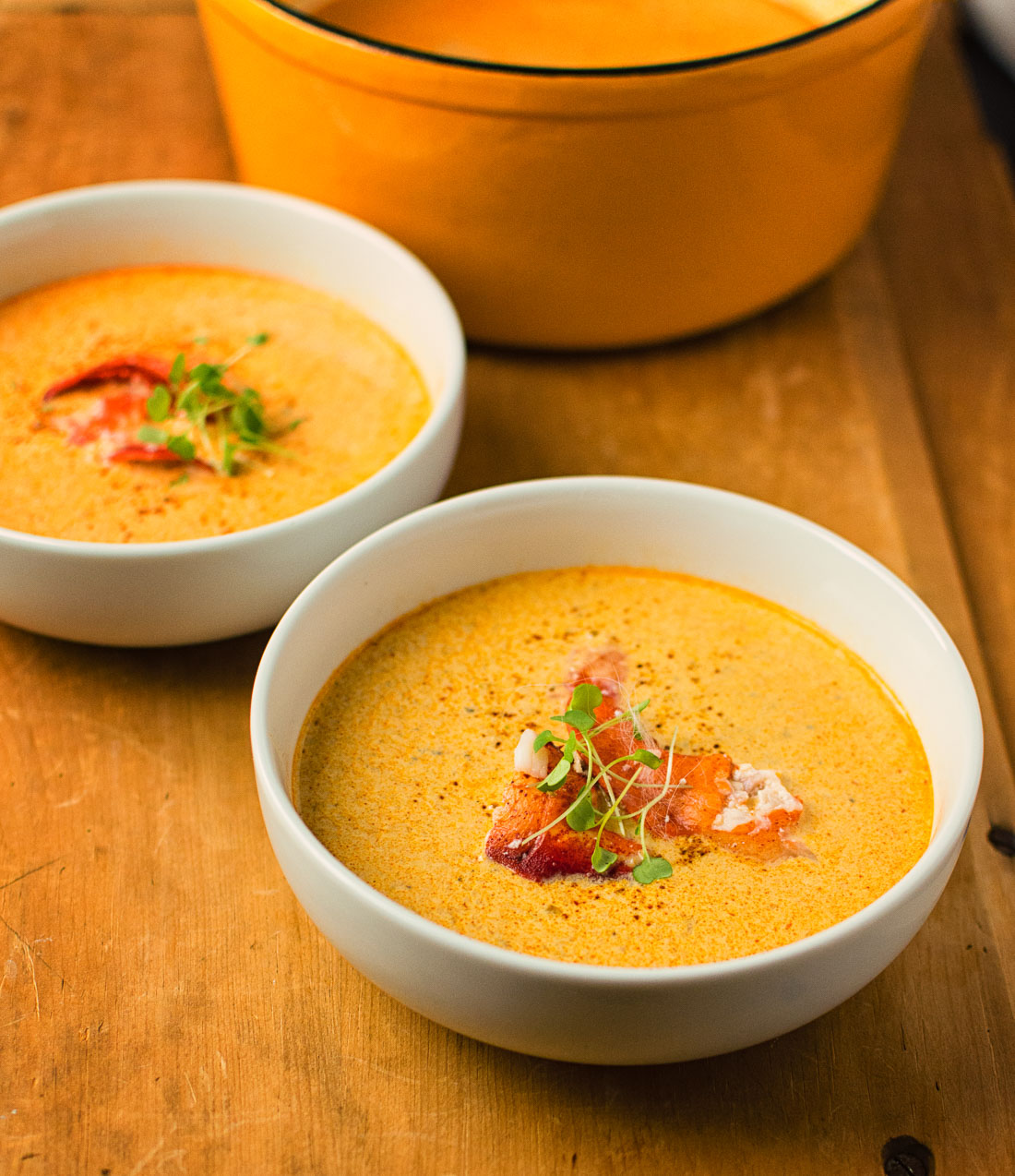 A simpler but deeply satisfying lobster bisque.