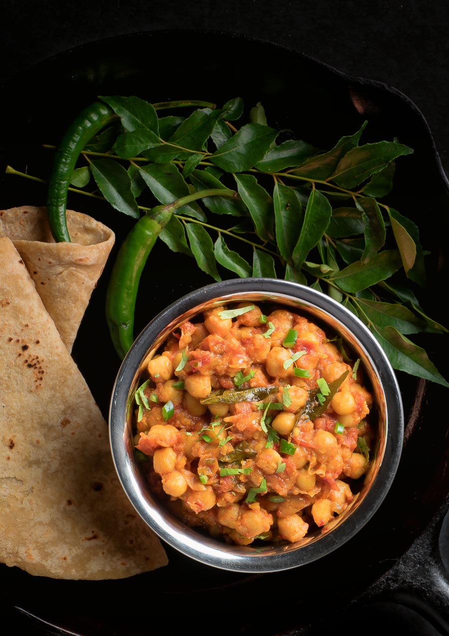 Chana masala with chapati from above.