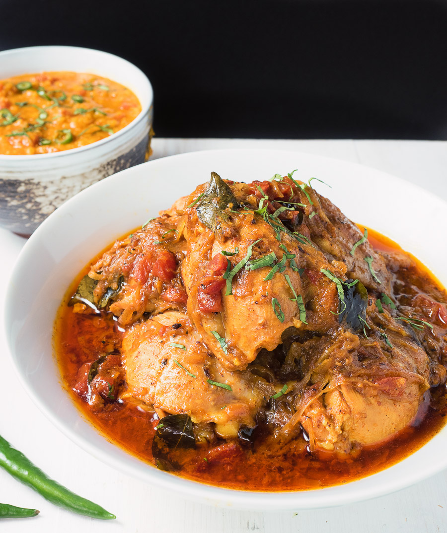 Chettinad chicken curry is a South Indian dish loaded with coconut, spices and curry leaves.