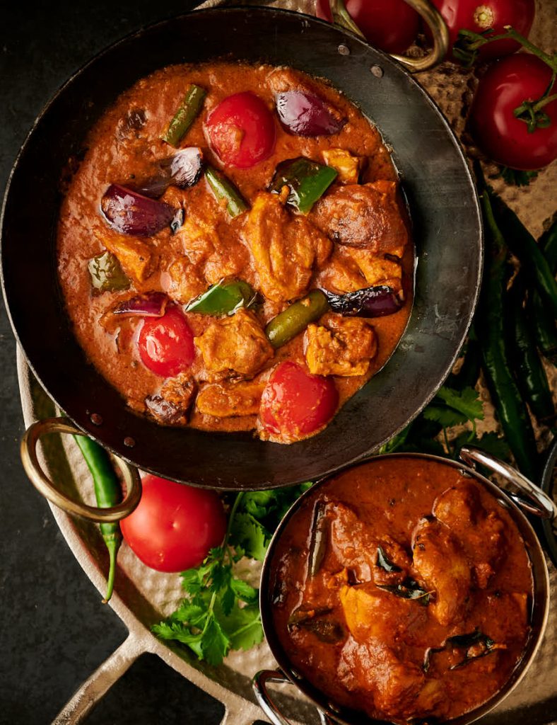 Chicken jalfrezi from above.