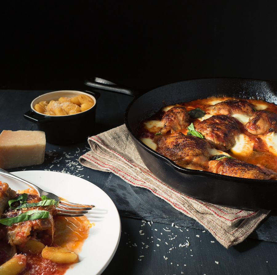 Skillet chicken with mozzarella and tomato will become a family favourite.