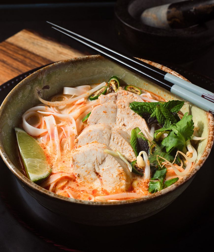 When you crave a delicious asian noodle soup Thai curry noodle soup delivers.