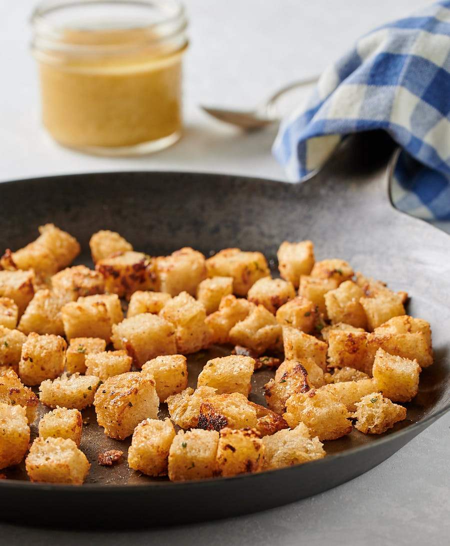 caesar salad with roasted garlic croutons - glebe kitchen