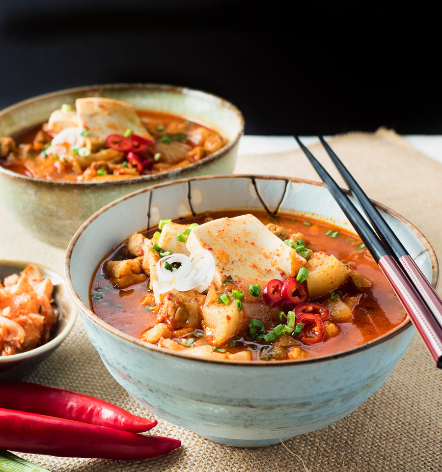 Kimchi jjigae - Korean pork stew is a bowl full of spicy, brothy pork goodness.