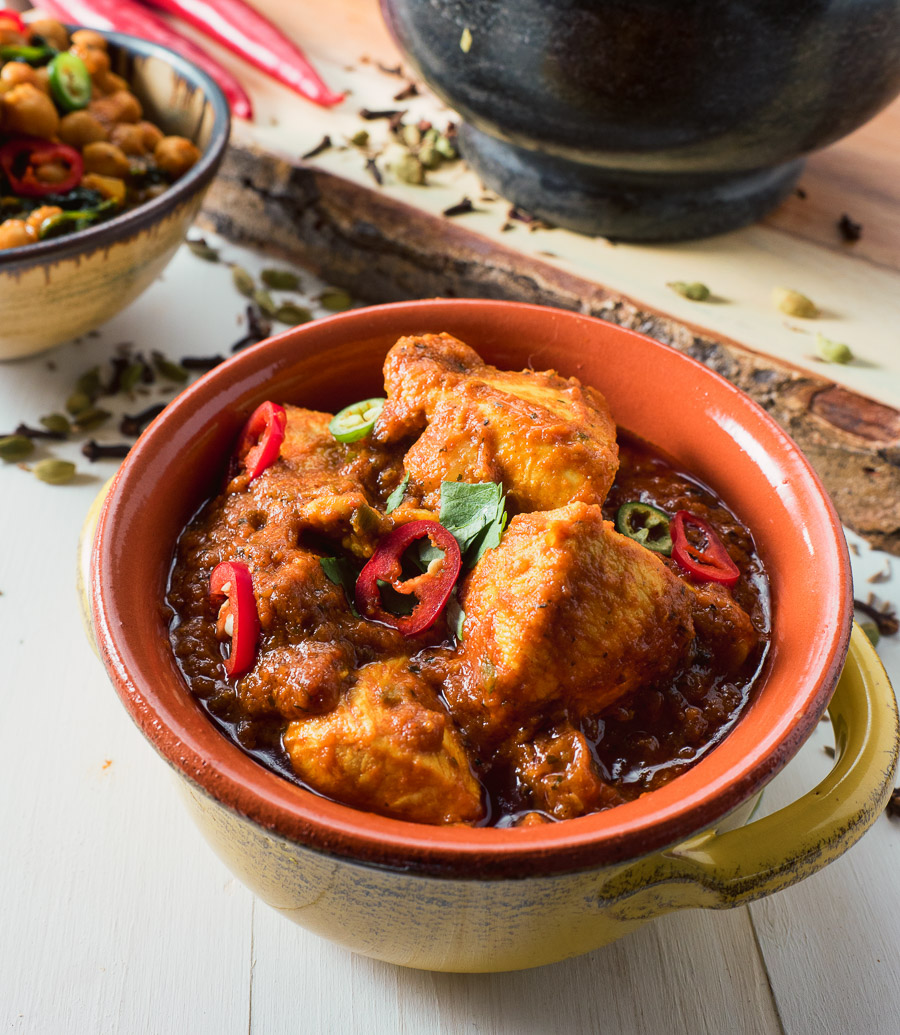 Indian restaurant vindaloo curry is a hot and sour curry that can be as fiery as you want.
