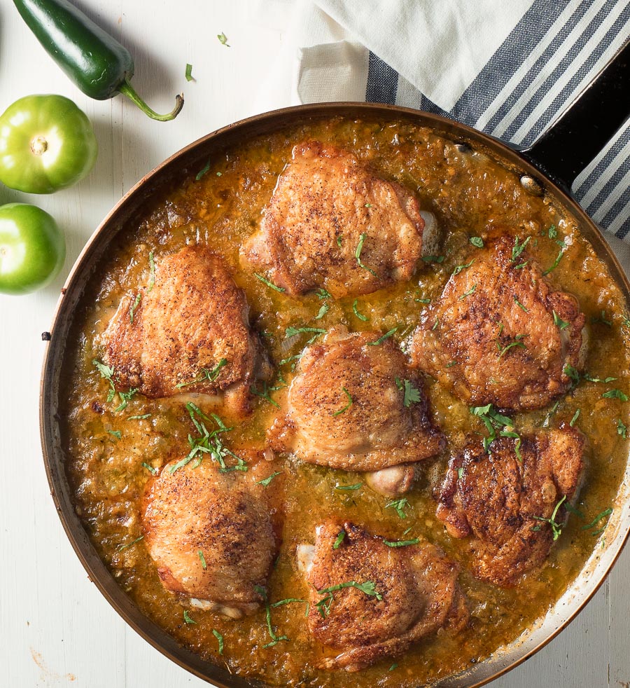 Chicken with tomatillo sauce is all about big, bold, straightforward flavours.