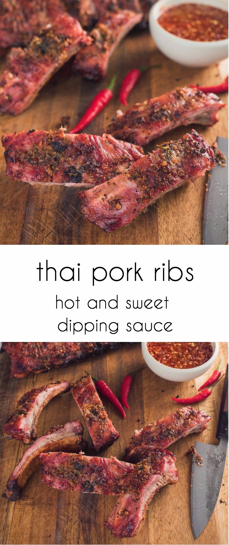 These Thai ribs with hot and sweet dipping sauce are a great way to mix up grilled ribs!