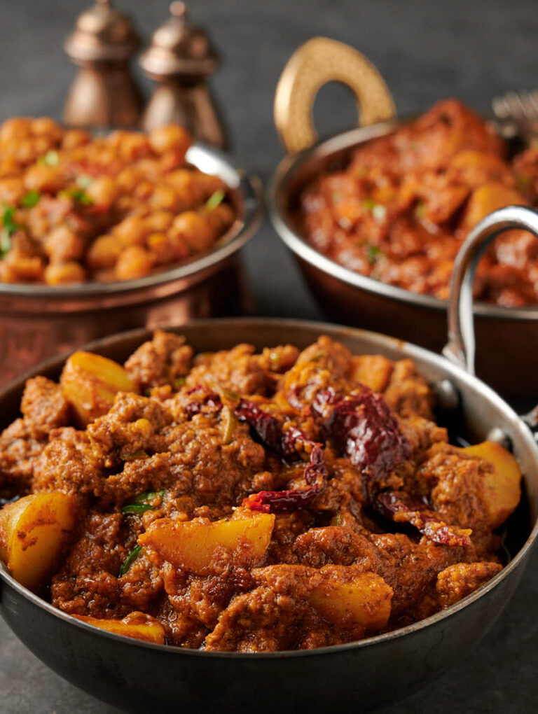 aloo keema - Indian restaurant potato and beef curry - glebe kitchen
