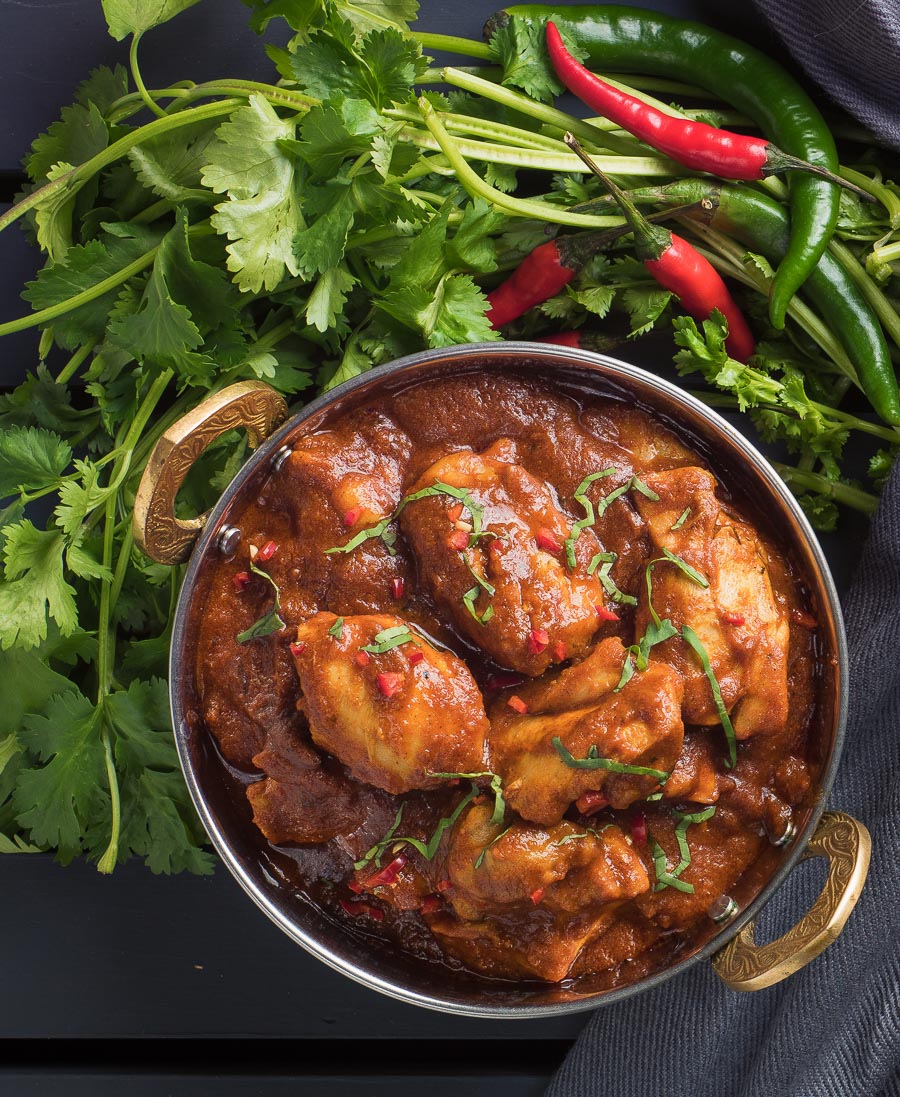 chicken madras in Indian dish from above