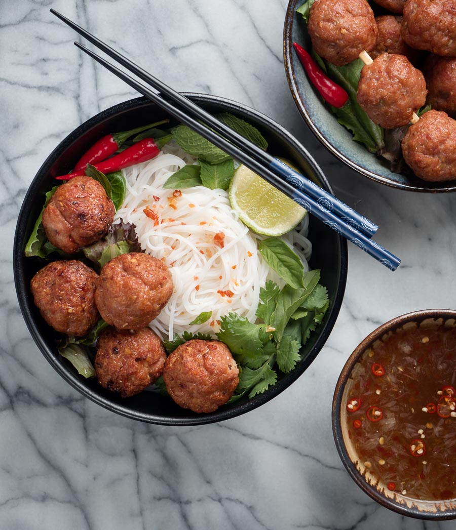 Bun cha with side of nuoc cham from above