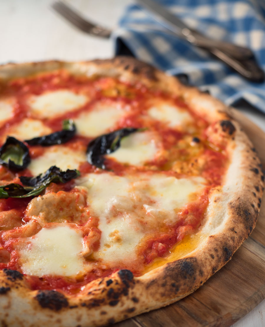 Close-up of pizza margherita.