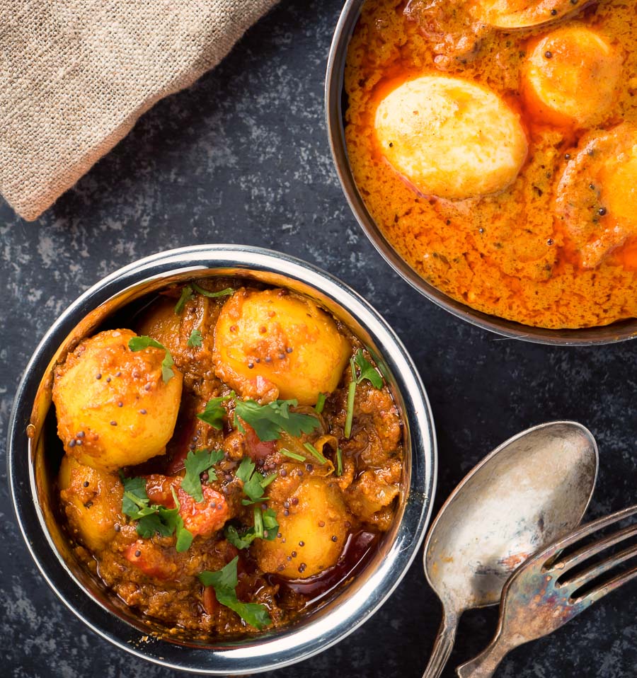 Bombay potatoes from above