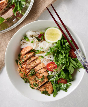 thai chicken salad with rice noodles