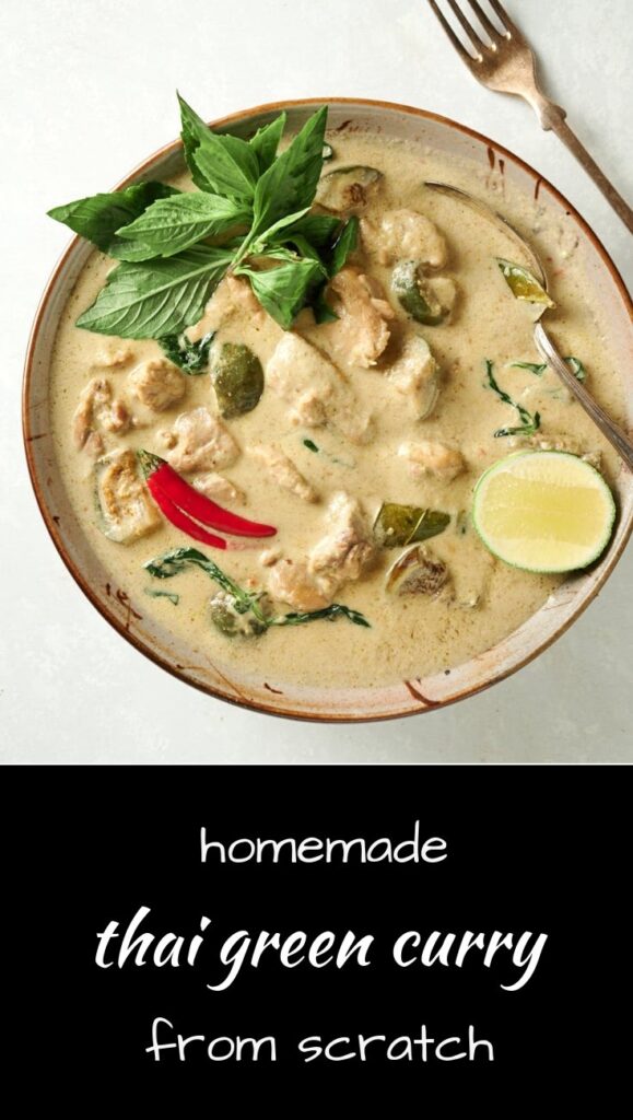 Better than restaurant homemade Thai green curry from scratch.