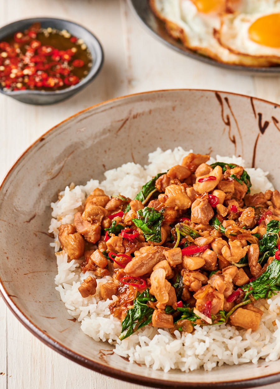 thai basil chicken - pad kra pao - glebe kitchen