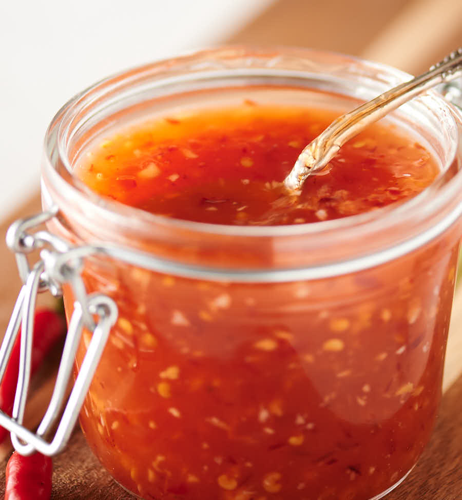 Closeup of Thai sweet chili sauce.