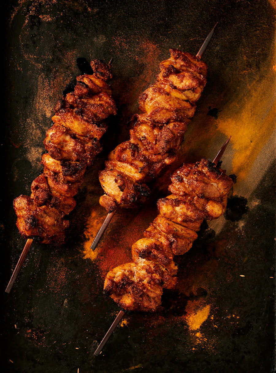 Chicken tikka made with tandoori masala marinade