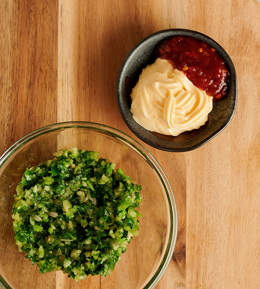 Turkey patty seasoning and magic sauce ingredients from above.